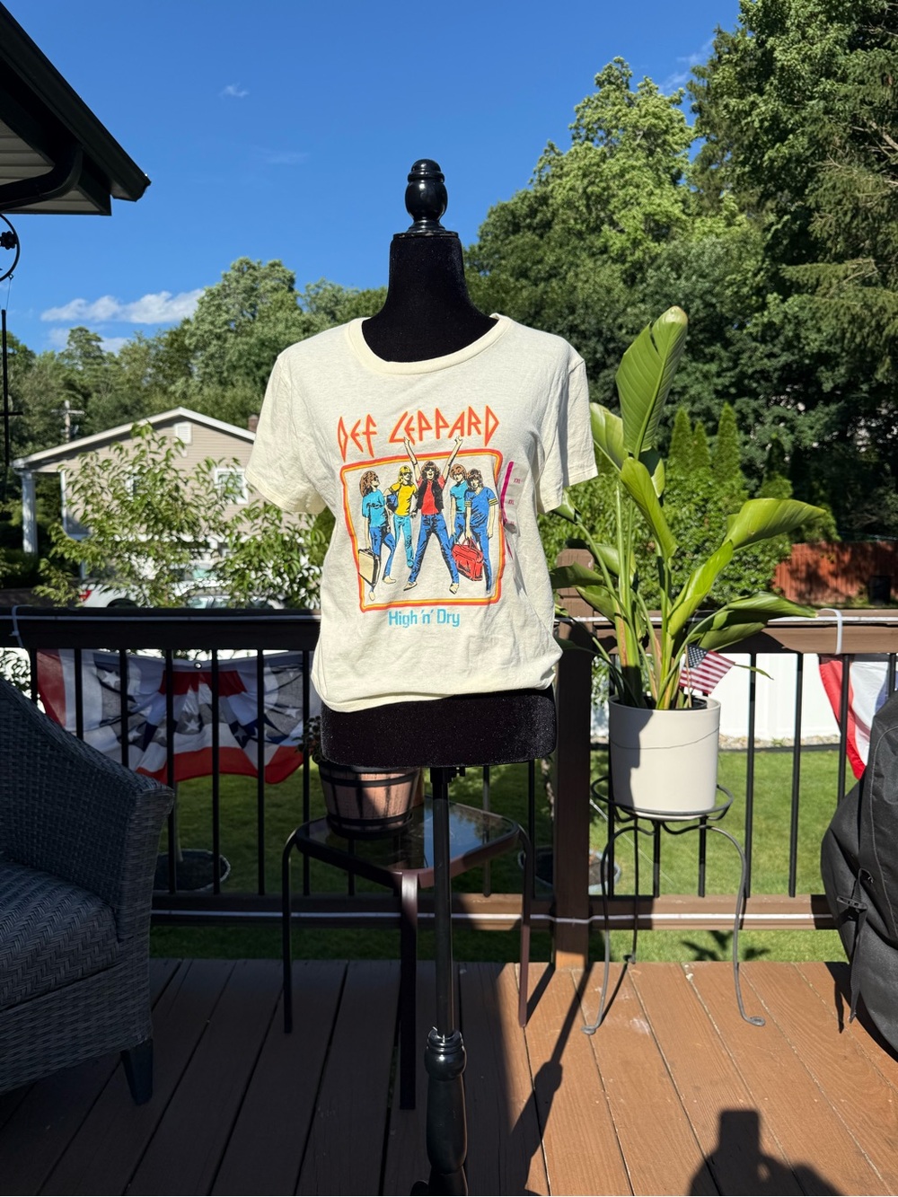 DefLeppard "High 'n' Dry" Graphic Tee in Cream with Multicolor Print size XXL